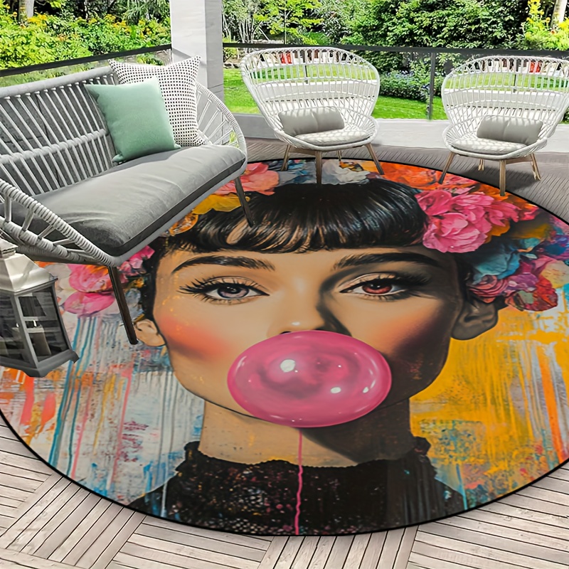Tapis rond moderne Pop Art ave - Bubble Gum Machine avis et prix